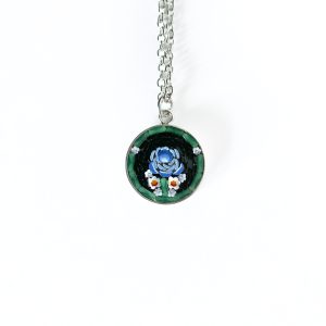 Blue Rose - Glass Micromosaic Pendant