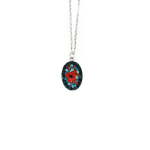 Red Poppy - Glass Micromosaic Pendant